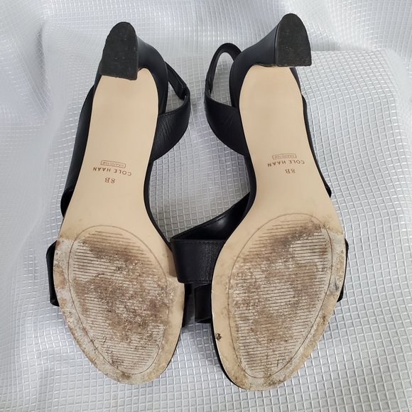 Cole Haan Amalia Size 8 8B Shoes Leather Slingback Strappy Sandals Heels Black - Picture 6 of 8